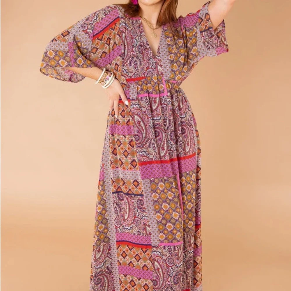 Entro Paisley Maxi Dress - Pink and Brown - Picture 2 of 3